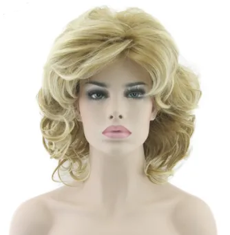 High temperature silk curly wigs European and American golden short hair wigs - Shop at LoveMi
