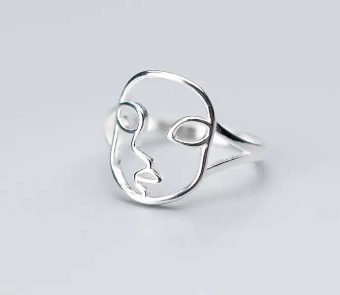 S925 silver ring female Korean fashion personality face ring ring