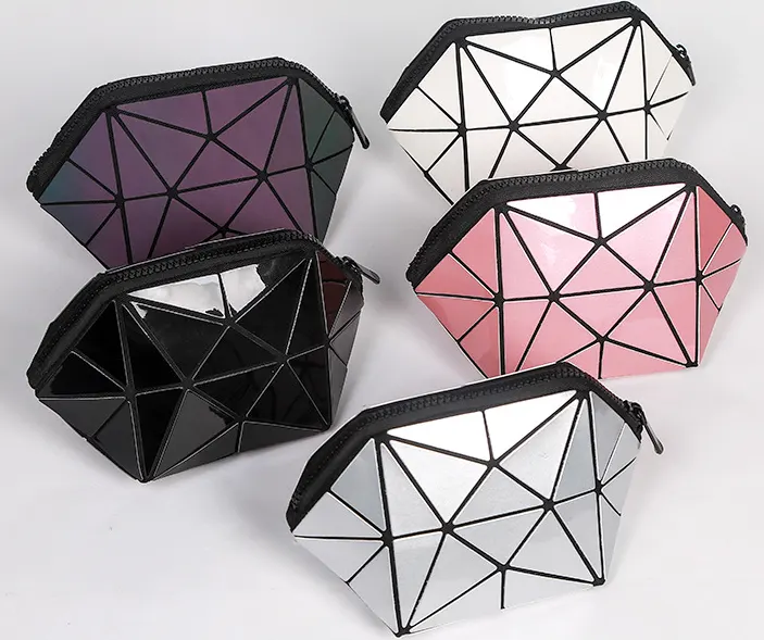 Fashion Geometric Cosmetic Bag for Women Ladies Zipper Bag