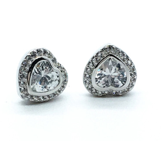 S925 sterling silver diamonds heart and arrow love earrings