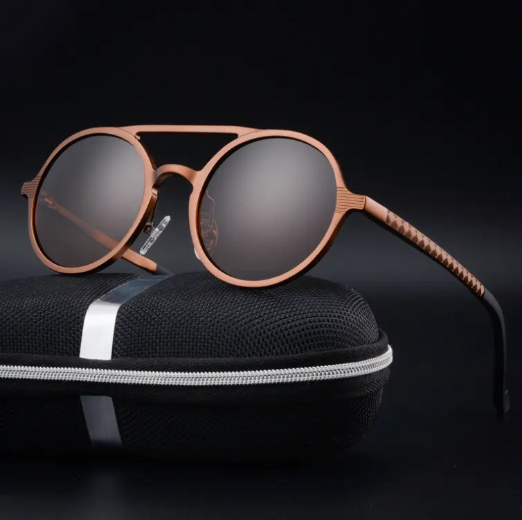 New men's polarized sunglasses Vintage round frame