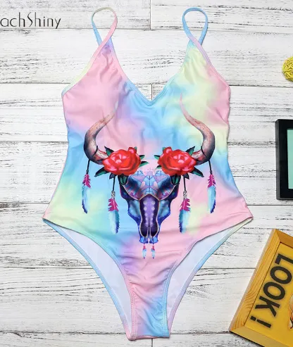Rose Floral One Piece Swimsuit Women Sexy Chest Bathing Suit Floral - Shop at LoveMi