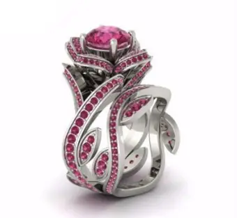 Ladies' Rose Zircon Ring Copper Silver Plated Creative Floral Ring
