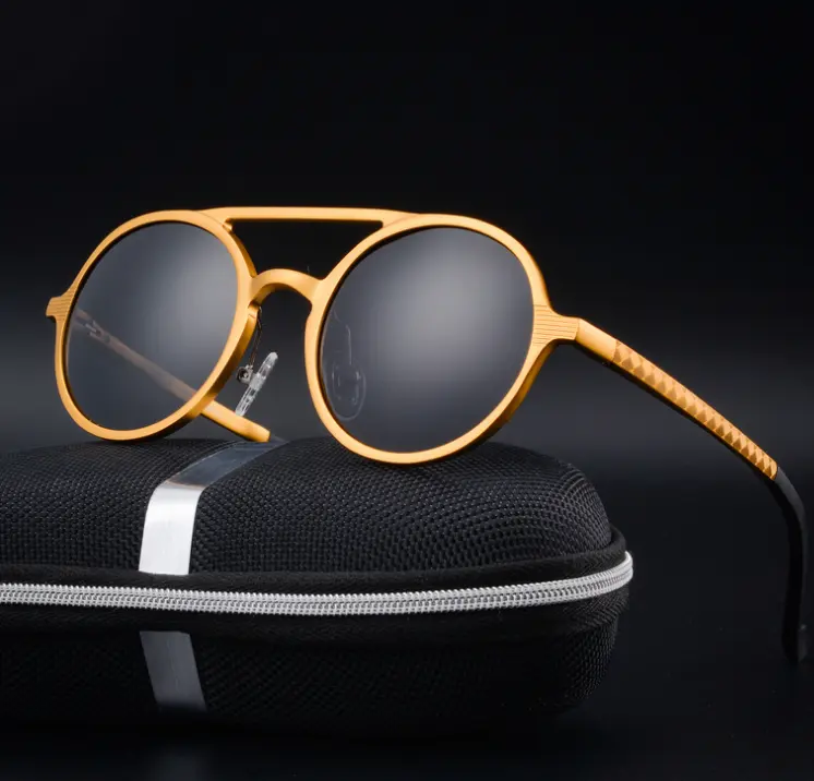 New men's polarized sunglasses Vintage round frame