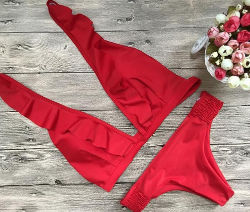 Sexy Ruffled Women's Split Swimsuit