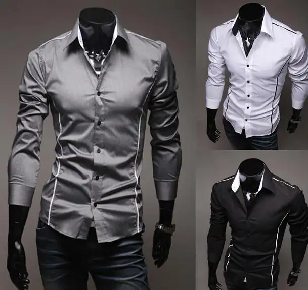 Men Shirt Fashion Cotton Slim Men Long Sleeve High