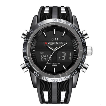 Men's silicone watch LED double display quartz 30 meters waterproof business casual sports watch
