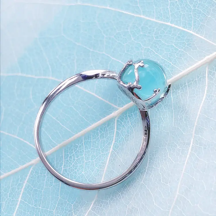 Mermaid Lovers - 925 Sterling Silver Blue Crystal Mermaid Ring