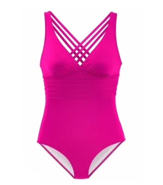 Deep V sexy backless conjoined European and American swimsuit back cross pure pigmented swimsuit Rose - Shop at LoveMi