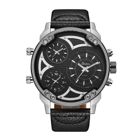 OULM 3548A domineering round quartz watch three movement large dial men's watch