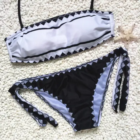 Sexy Strapless Bikini Set Swimsuit Women Swimwear Tie Side