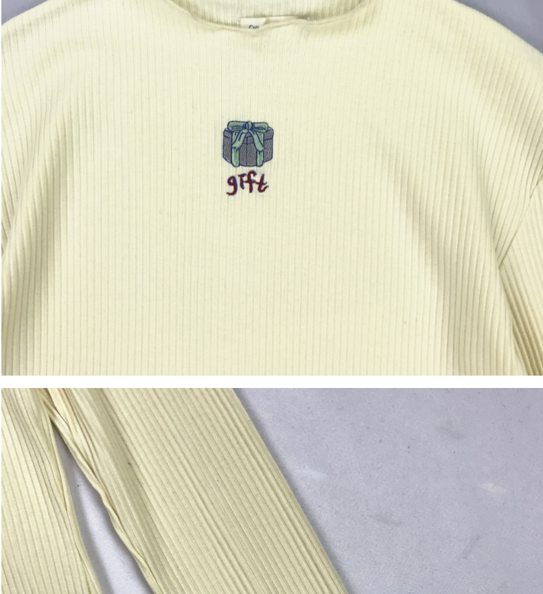 Japanese sweet wind gift box embroidery rice white pit bottoming shirt T-shirt student female