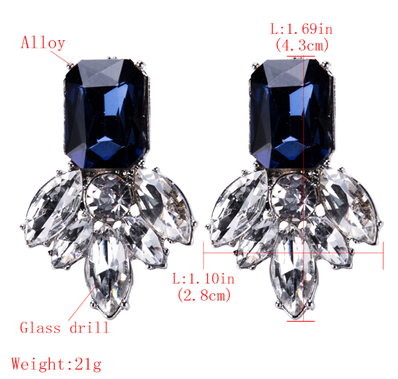 H20 Fashion Jewelry Black Blue Crystal Rhinestone Drop Earrings Red Flower Dangle Earrings Women Luxury Wedding Jewelry