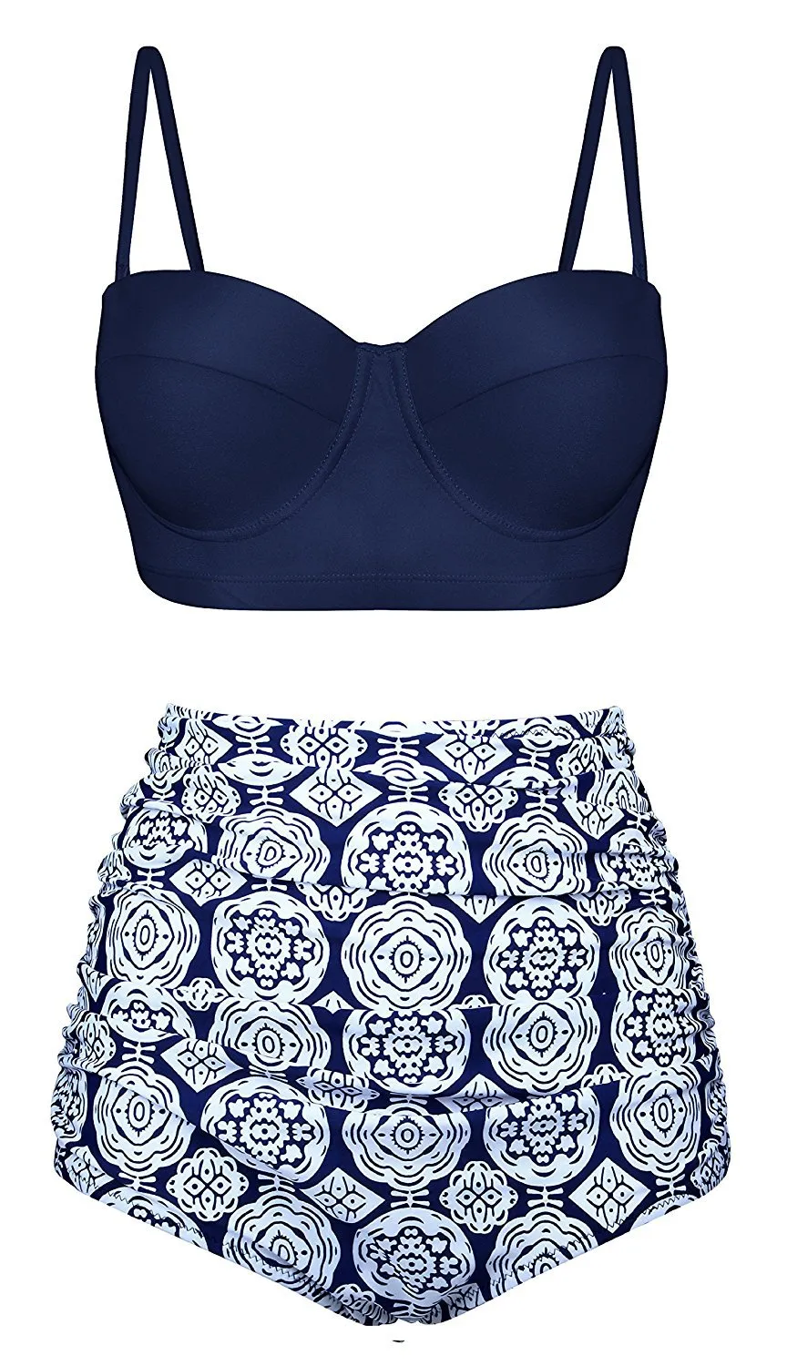 High Waist Bikinis Women Swimsuit Plus Size Swimwear Bathing Suits Retro Floral Push Up Bikini Set Beach Wear Biquini - Floral