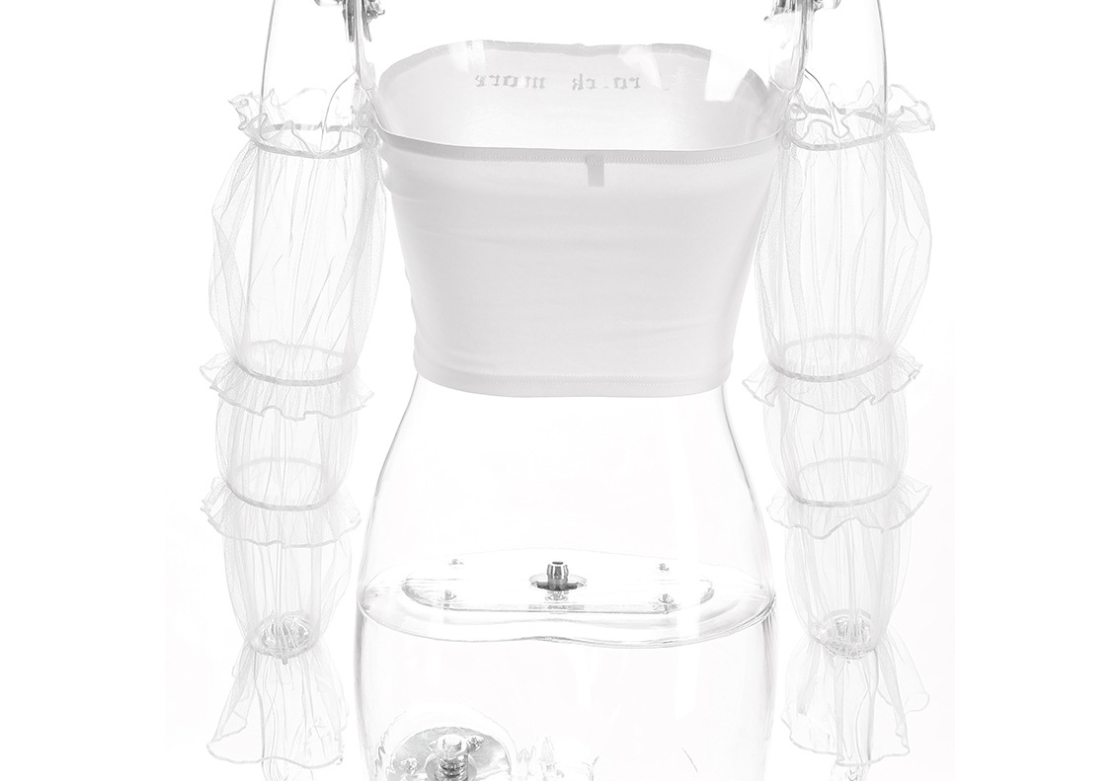 autumn new sexy word shoulder tube top mesh long-sleeved umbilical shirt women