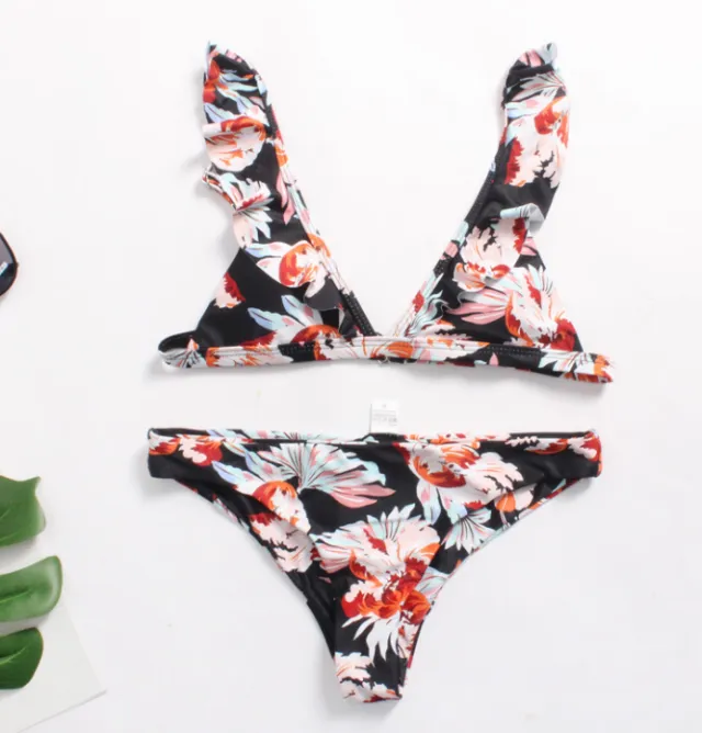 sexy woman swimsuit women Floral print long brazilian bikini Floral - Shop at LoveMi