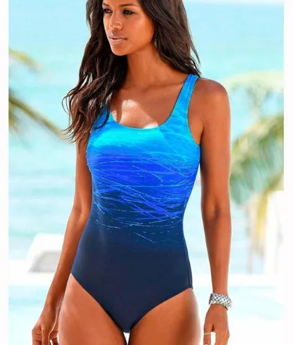 Big Size One Piece Swimwear Women Vintage High Top Swimwear Bandages Neck Bandage CRISS Back Can Sunbathe Blue - Shop at LoveMi