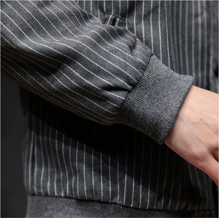 Men's Jacket Hong Kong Men's Striped Youth Art Baseball Shirt Retro Student Jacket