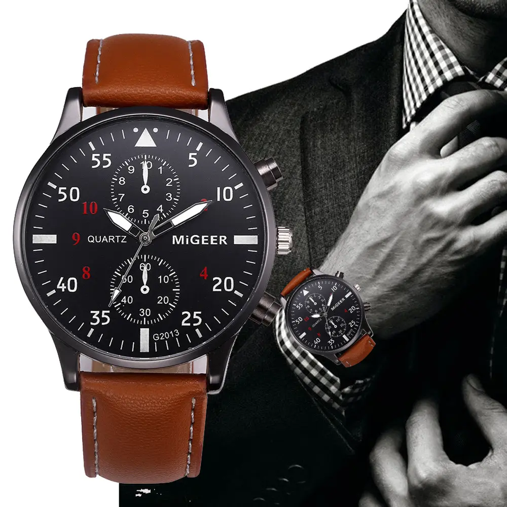 Retro Design Leather Band Watches Men Top Brand Relogio