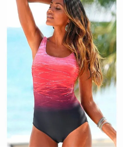 Big Size One Piece Swimwear Women Vintage High Top Swimwear Bandages Neck Bandage CRISS Back Can Sunbathe Red - Shop at LoveMi