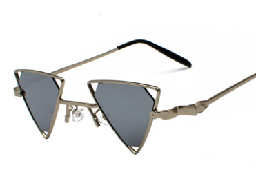 new sunglasses punk wind triangle hollow sunglasses glasses Europe and the United States personality metal sunglasses Silver Mercury Film - Shop at LoveMi