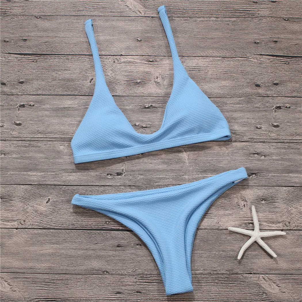 Sexy Bikinis Women Swimsuit Solid Bathing Swim