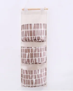 Cotton And Linen Storage Hanging Hanging Multi layer Storage Cloth Door Behind Debris Bag Coffee Plaid - Shop at LoveMi