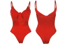 Explosion models sexy tie knot print one-piece swimsuit ZC2520 plus chest pad - Red - View 1