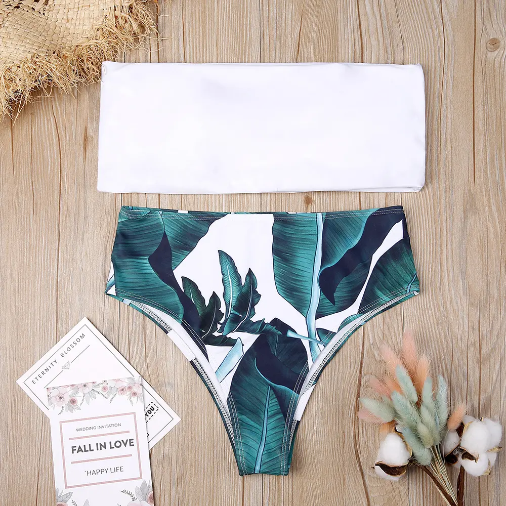 Strapless Bikini Set Brazilian Swimsuit High Waist Swimwear Vintage