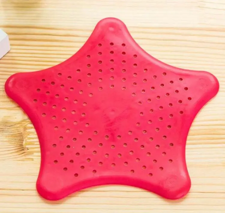 Five-pointed Star Kitchen Sink Anti-clogging Silicone Floor Drain - Red