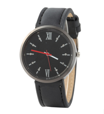 Belt watch men's business watch European version diamond-studded simple scale men's watch