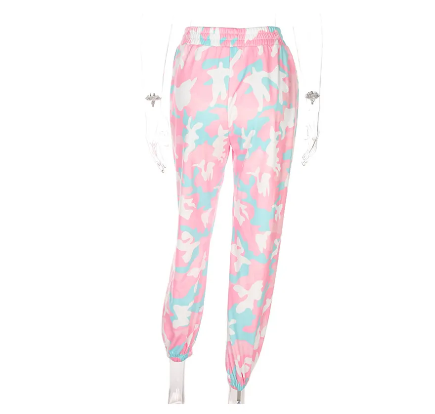 NCLAGEN New Women Camouflage Print Trousers Loose Harem Camo Pants Spring High Waist Casual Joggers Elastic Sweatpants - Nclagen 2021 New Women Cam...