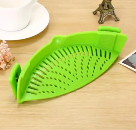 Silicone Clip on Pot Pan Bowl Funnel Oil Strainer Creative Rice Washing Colander for Draining Liquid Fits All Pot Size Green - Shop at LoveMi