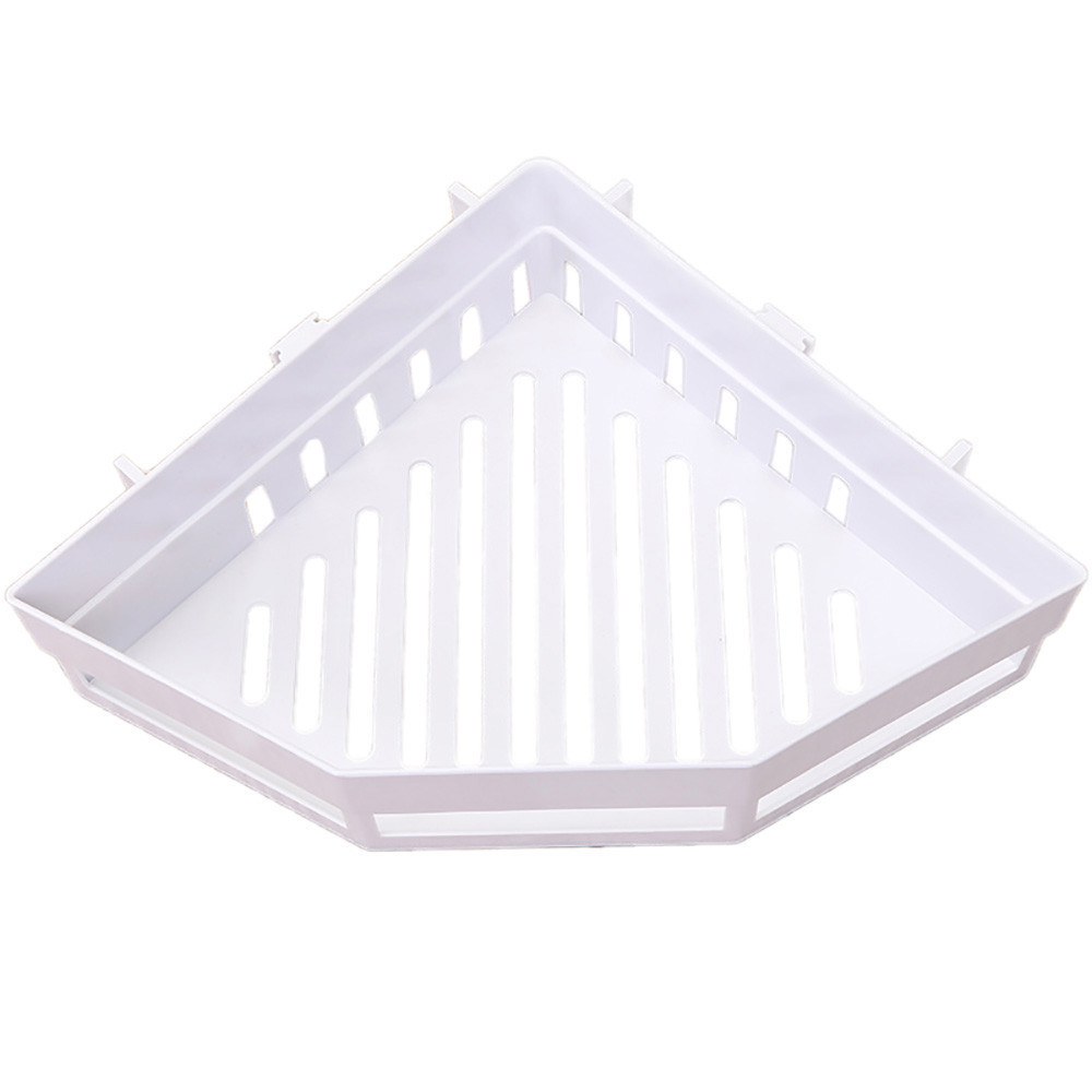 Traceless Plastic Bathroom Kitchen Corner Storage Cabinet Holder Shower Shelf Wall Basket