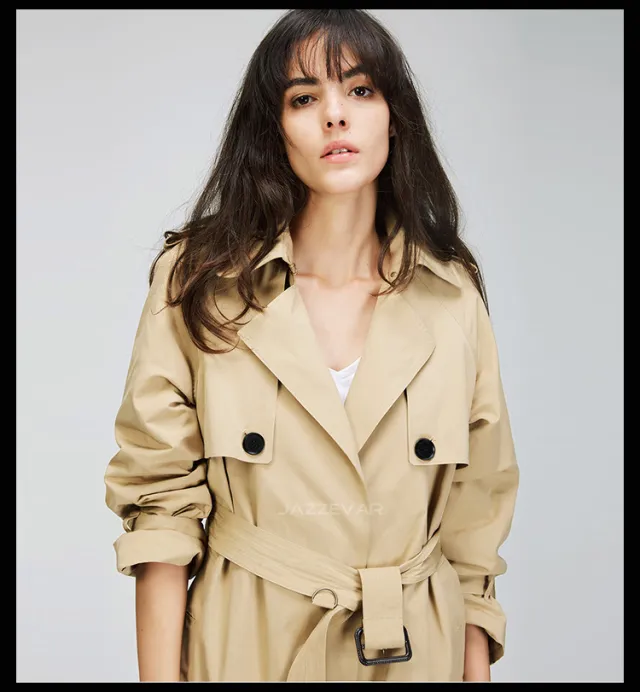 Autumn New Fashion Women's Casual Trench Coat Brief Business Formal Outwear With Belt Khaki - Shop at LoveMi