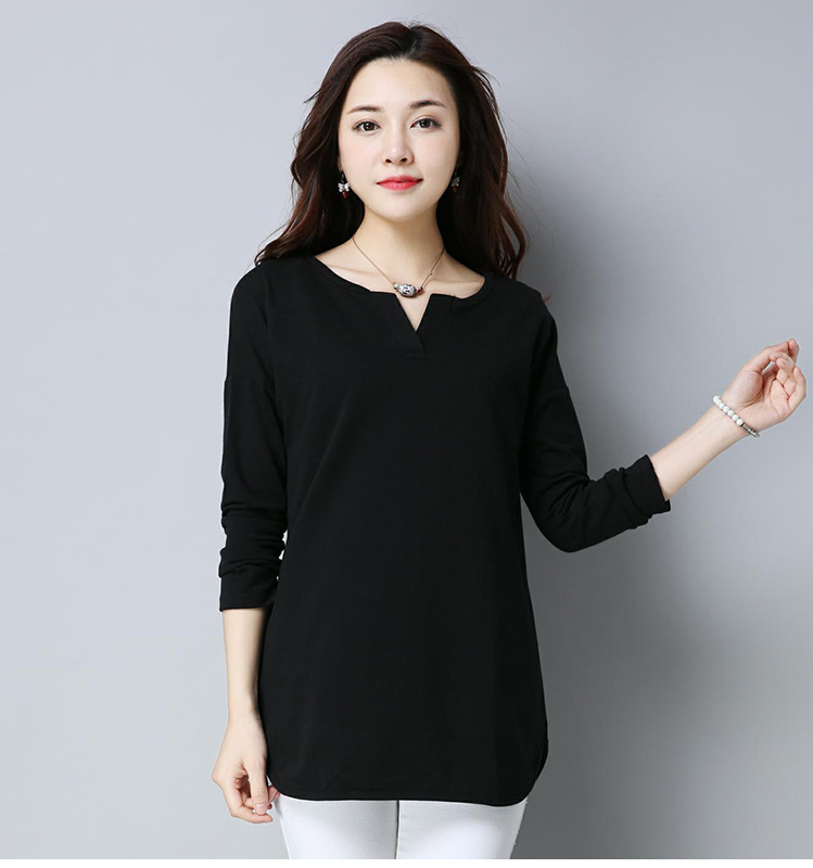 New autumn dress loose fat MM200 pounds shirt long long sleeve bottoming shirt T-shirt female
