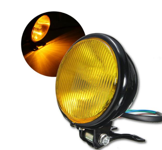 Round Bottom Mount Headlight - Black Amber Lens — foto 2