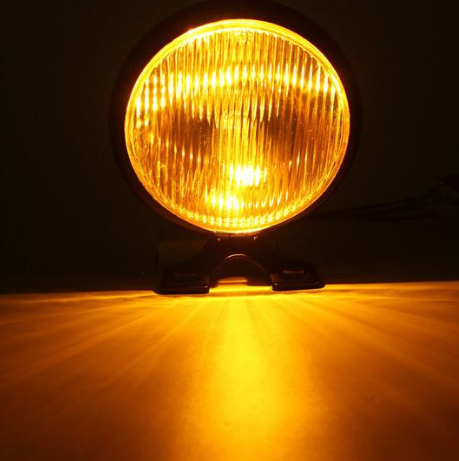 Round Bottom Mount Headlight - Black Amber Lens — foto 4
