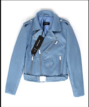 PU Leather Jacket - Sky Blue