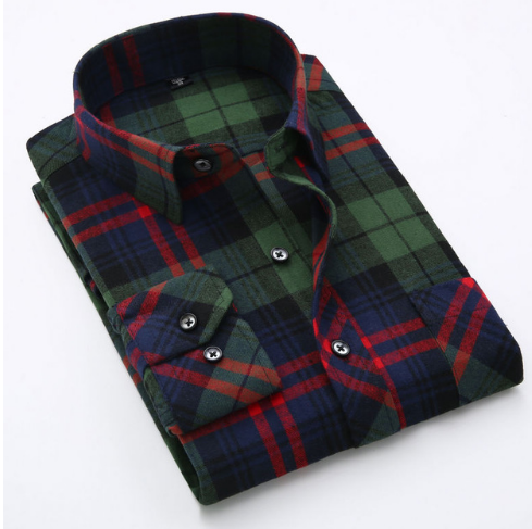 Cotton XL Plaid Men's Shirt Plus Fat Shirt Large Fatty Fat Men's Cotton Long Sleeve Shirt