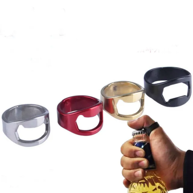 Four Colors Stainless Steel Finger Ring Ring Shape Beer Bottle Opener for Beer Bar Tool Silver - Shop at LoveMi