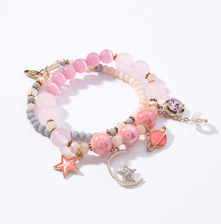 Stars Moon Cat Eye Crystal Multilayer Bracelet Women