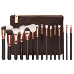 15 Makeup Brush With Bag Rose Gold Makeup Brush Multi-function Makeup Tool Set - Brown - View 1