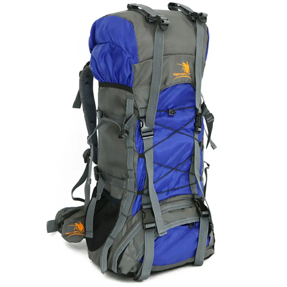 60L Outdoor Travel Backpack for Hiking and Camping — Blue