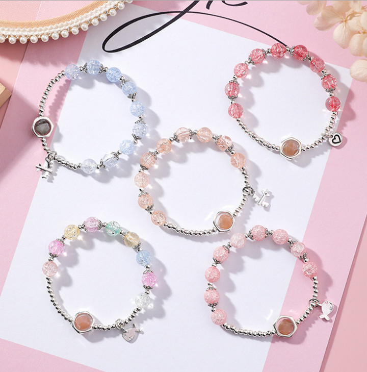 Individuality Cracked Beads Single Circle Beaded Bracelet Women