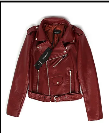 PU Leather Jacket Wine Red - Shop at LoveMi