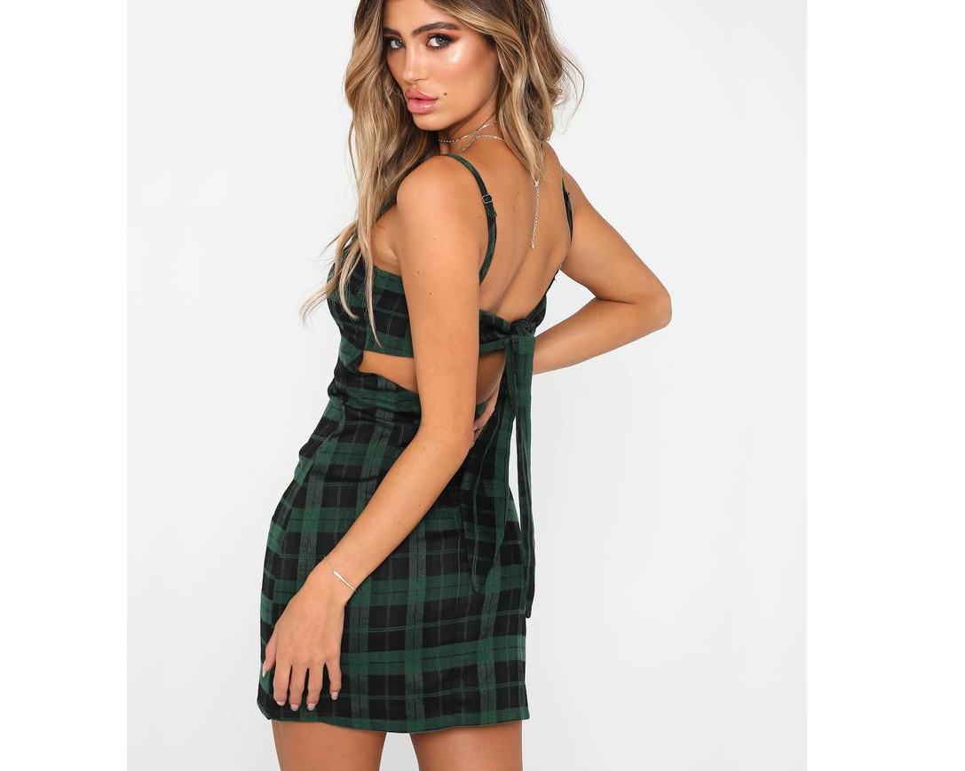 ERIKA GREEN PLAID DRESS