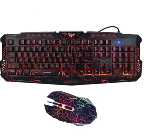 J10 Tricolor Backlight Wired Gaming Keyboard Set Colorful Luminous