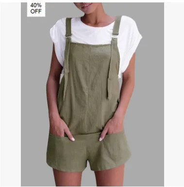 Youthful Cotton Overall Shorts 4 Colors - Green