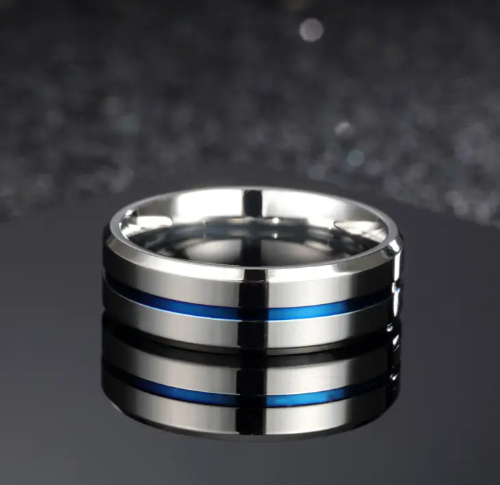 Titanium Steel Ring 8MM Men's Ring Blue